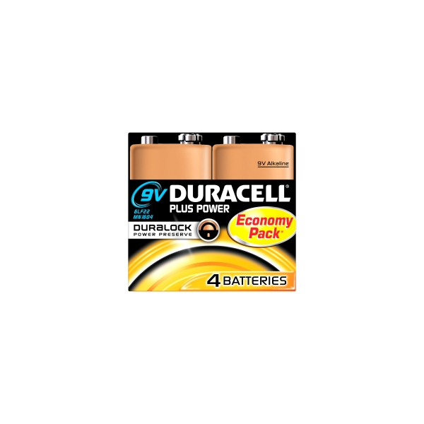 4 piles 6LR61 9V Duracell Plus Power sous blister
