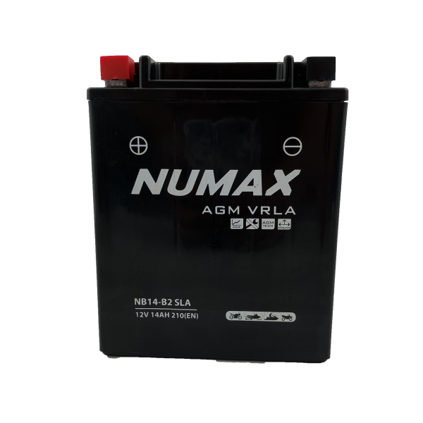 Batterie moto NUMAX NB14-B2 SLA 12V 14Ah 175A Dimensions: 134x90x166mm et  plus à Gauche