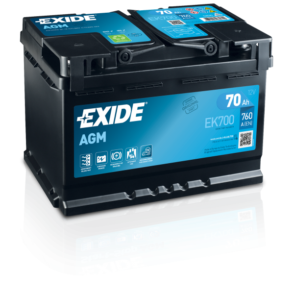 Exide EK700. batterie de démarrage Exide 70Ah 12V