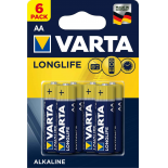 6 piles LR06 AA VARTA LONG LIFE sous blister