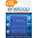 4 piles rechargeables accu PANASONIC ENELOOP LR6 AA 2000mAh + boite de rangement.