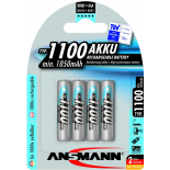 4 piles rechargeables accu ANSMANN AAA LR03 1.2V 1100mAH