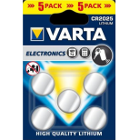 5 piles lithium bouton Varta CR2025