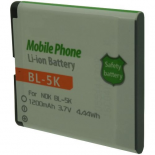 Batterie de téléphone portable pour NOKIA BL-5K 3.7V Li-Ion 1200mAh