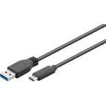 Câble USB 3.0 / USB C noir 1m