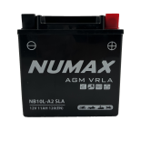 Batterie moto NUMAX NB10L-A2 SLA 12V 11Ah 120A Dimensions: 136x75x141mm et plus à Droite