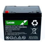 Batterie Plomb étanche Stationnaire et Cyclage Lucas VRLA AGM  LSLC75-12 12V 75Ah.