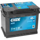 BATTERIE EXIDE AGM L2 12V 60AH 680A 242X175X190 +D EK600