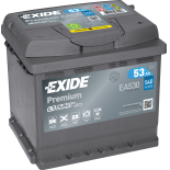 BATTERIE EXIDE PREMIUM L1 12V 53AH 540A 207X175X190 +D EA530