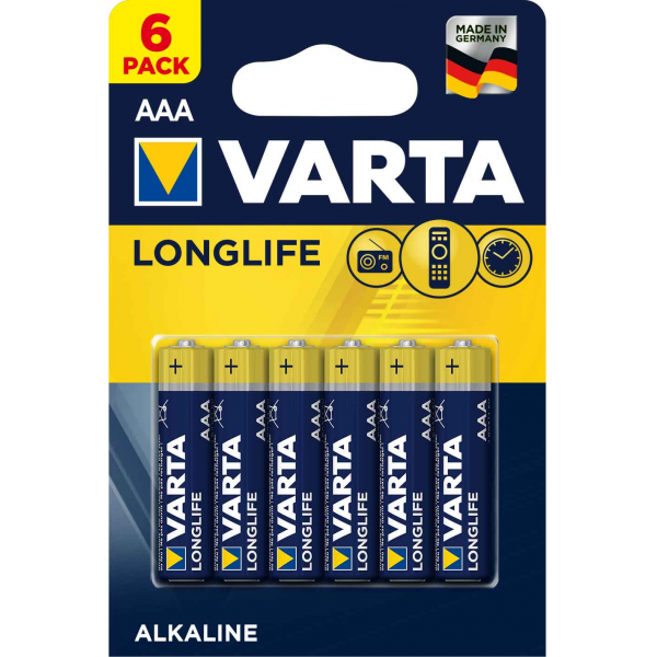 6 piles LR03 / LR3 AAA VARTA LONG LIFE