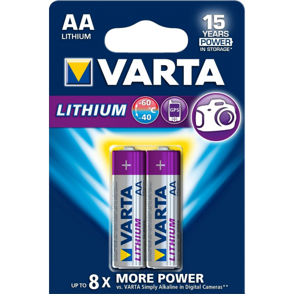 LR6/AA - PILE LITHIUM VARTA 1.5V BLISTER DE 2