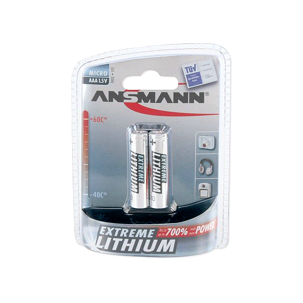 2 piles LR03 / AAA 1.5V Lithium pour capteurs d'alarme