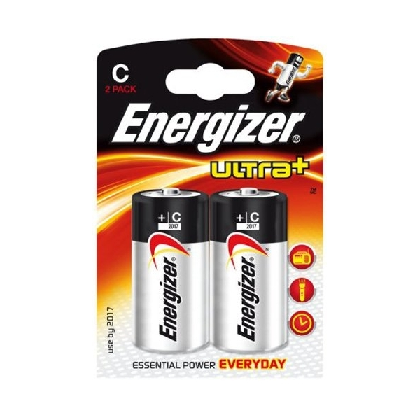 2 piles LR14 C ENERGIZER ULTRA+ alcalines sous blister