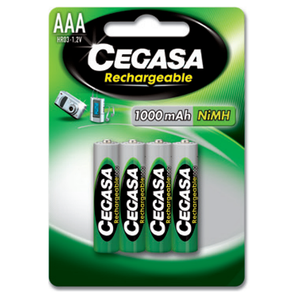 4 piles rechargeables accu Cegasa AAA LR03 1.2V 1000mAH