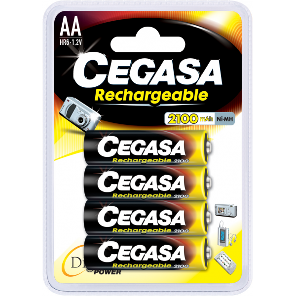 4 piles rechargeables accu AA LR6 1.2V 2100mAh