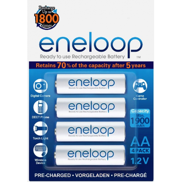 4 piles rechargeables accu PANASONIC ENELOOP LR6 AA 2000mAh.