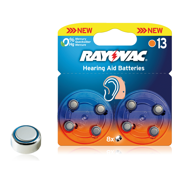 8 piles auditives Rayovac HA13 / PR48 / PTZA13 SOUS BLISTER