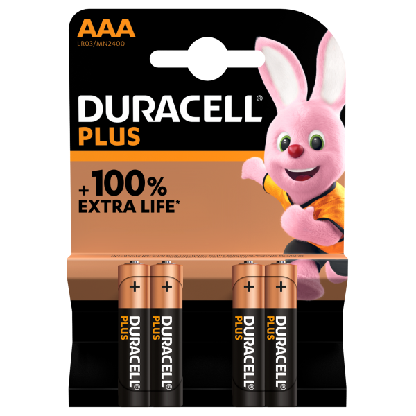 4 piles LR03 AAA Duracell Plus sous blister
