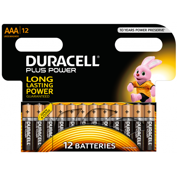 12 piles LR03 AAA Duracell Plus Power sous blister
