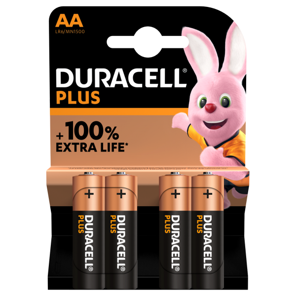 4 piles LR6 AA Duracell Plus sous blister