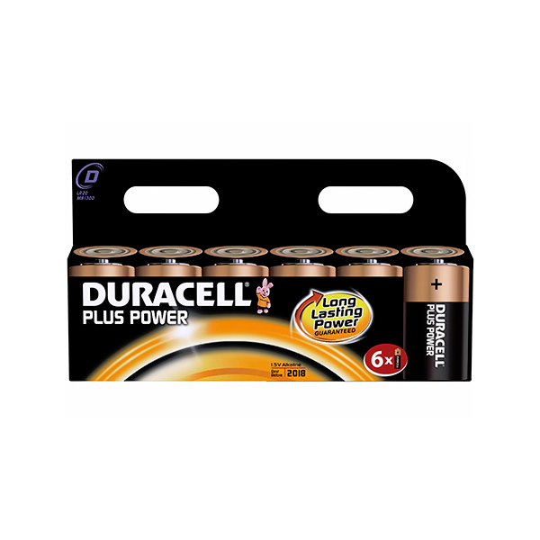 6 piles LR20 C Duracell Plus Power sous blister