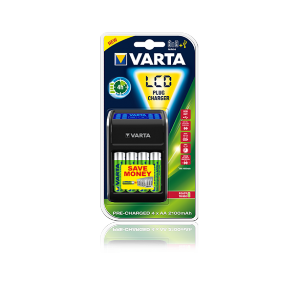 Chargeur de piles rondes Varta LCD Plug Charger+ 4x 56706 avec