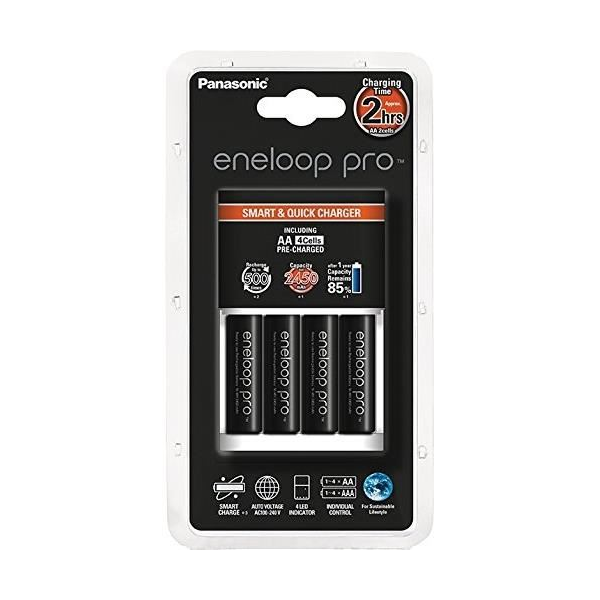 Chargeur de piles rechargeables Rapide PANASONIC ENELOOP + 4 accus Eneloop XXX LR6 AA 2500mAh