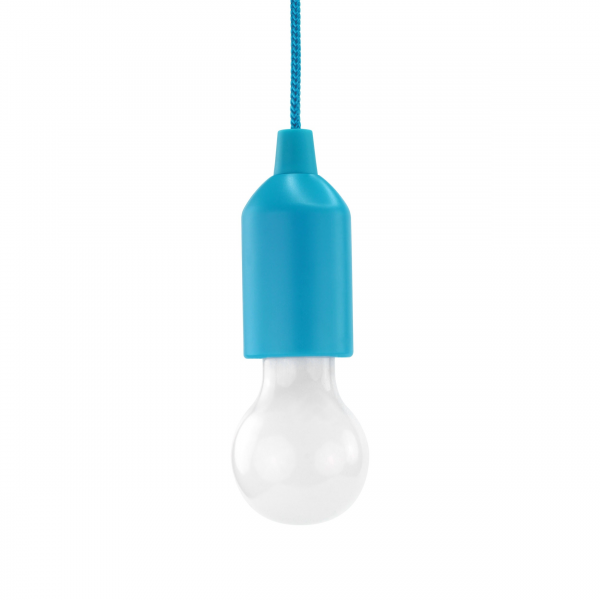 Lampe E27  Led PULL-LIGHT LP1W Bleu avec interrupteur pour clairage autonome + 3 piles AAA