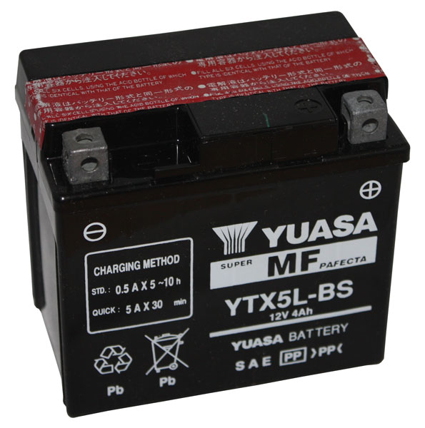 Batterie moto Yuasa YTX5L-BS Etanche 12V / 4Ah