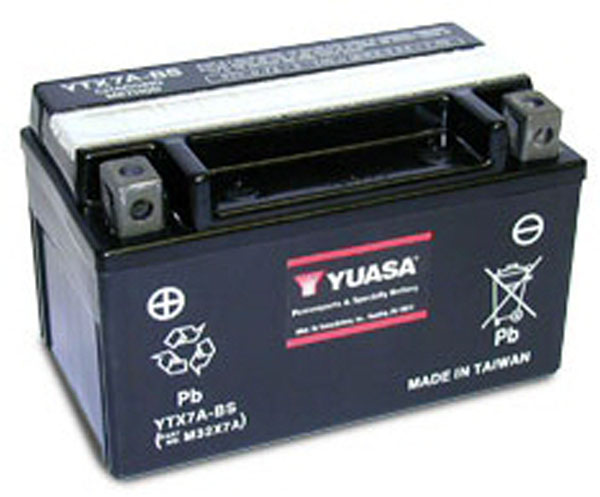 Batterie moto Yuasa YTX7A-BS Etanche 12V / 6Ah