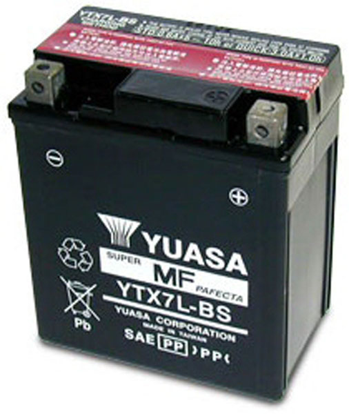 Batterie moto Yuasa YTX7L-BS Etanche 12V / 6Ah