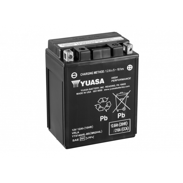 Batterie moto Yuasa YTX14AHL-BS Etanche 12V / 12Ah