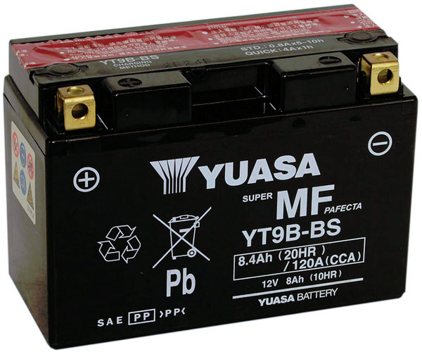 Batterie moto Yuasa YT9B-4 / YT9B-BS Etanche 12V / 8Ah