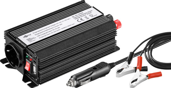 Convertisseur de tension 12V-300W avec prise allume-cigare et pinces