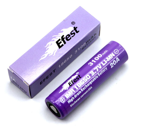 Accu li-ion LIMN / IMR 18650 3.7V 3100mAh Efest Purple Flat