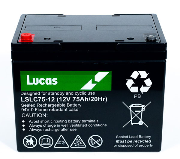 Batterie Plomb Etanche Stationnaire et Cyclage Lucas VRLA AGM  LSLC75-12 12V 75Ah.